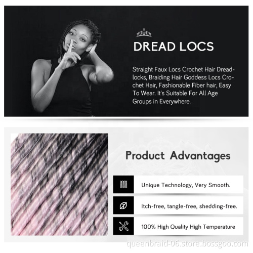 Dreadlocks Crochet Braids Soft Faux Locs Crochet Hair Synthetic Braiding Hair Dreadlocks Faux Locs 18inch Goddess Locs